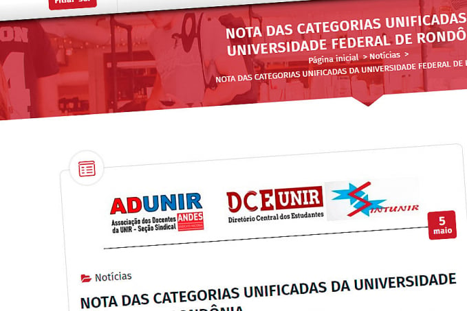 Nota das categorias unificadas da universidade federal de Rondônia - News Rondônia