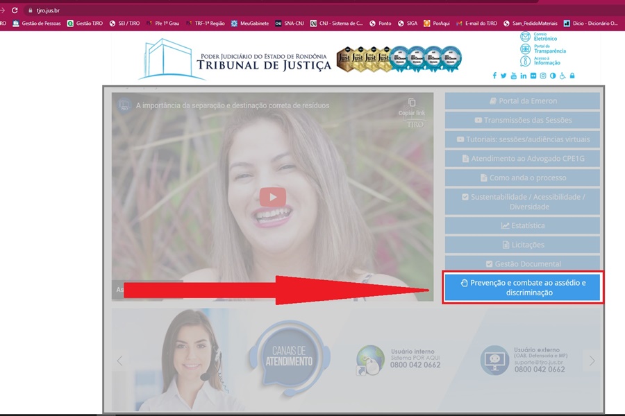 Comissão de Prevenção e Combate ao Assédio Moral, Sexual e à Discriminação ganha canal direto na página do TJRO - News Rondônia