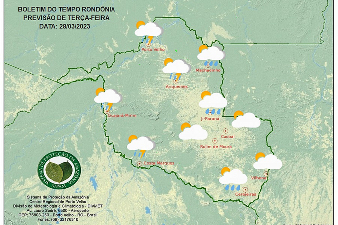 BOLETIM DO TEMPO: Previsão do Tempo para os dias 28, 29 e 30 de março - News Rondônia