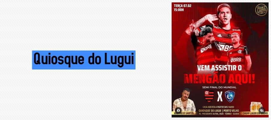 Agenda News: Bares para assistir à semifinal do Mundial de Clubes, por Renata Camurça - News Rondônia