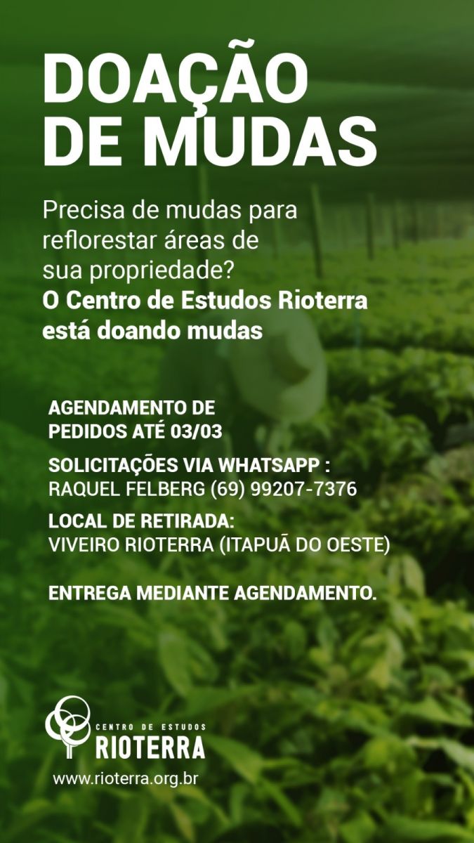 Centro de Estudos Rioterra disponibiliza 80 mil mudas para doação - News Rondônia