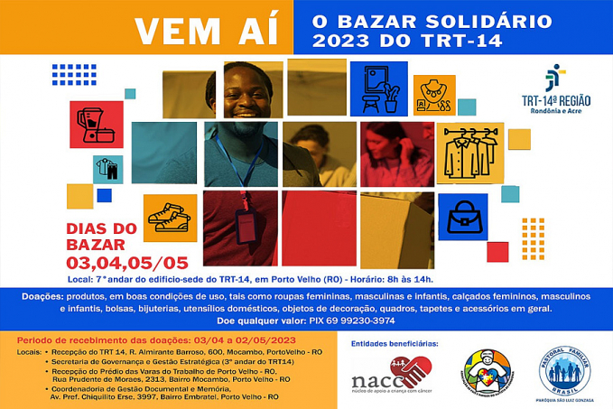 Vem aí: Bazar Solidário 2023 do TRT-14 - News Rondônia