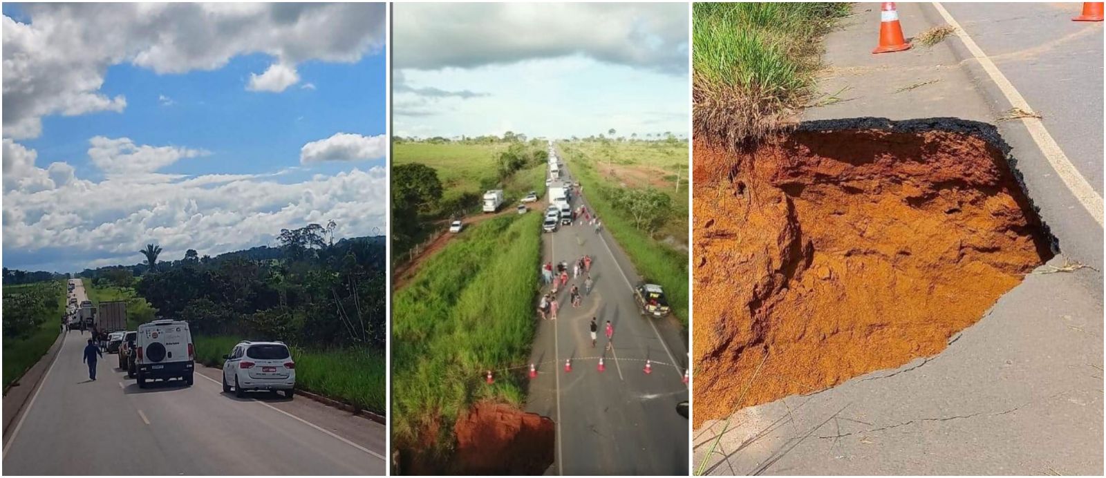 Trecho da Br-364 em Extrema fica intransitável após parte do asfalto ceder - News Rondônia