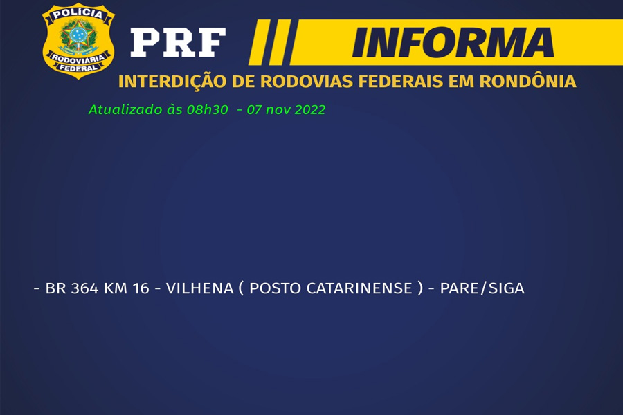 PRF informa que há um ponto de interdição em Vilhena com formato de pare e siga - News Rondônia
