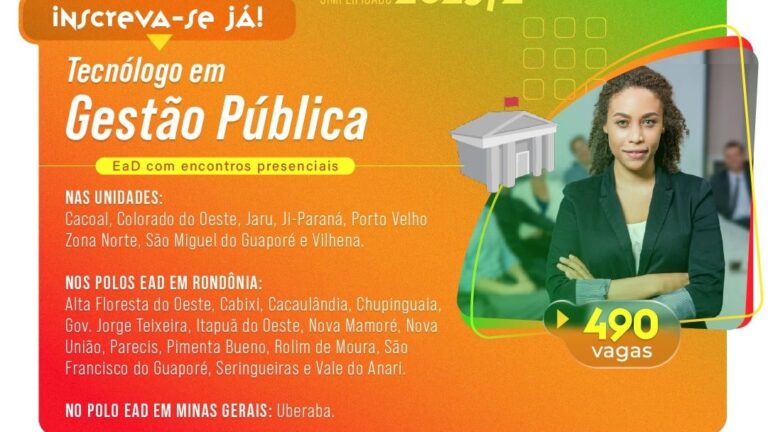 Campus Vilhena oferta 117 vagas em cursos a distância através do Processo Seletivo Simplificado