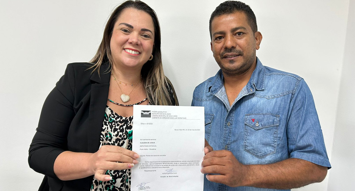 Cláudia de Jesus destina recursos para obras em Nova União