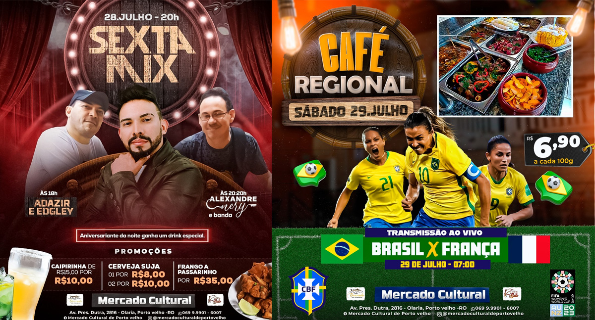 PROJETO VERÃO - Eventos gastronômicos, shows e transmissão da Copa do Mundo Feminina FIFA no Mercado Cultural