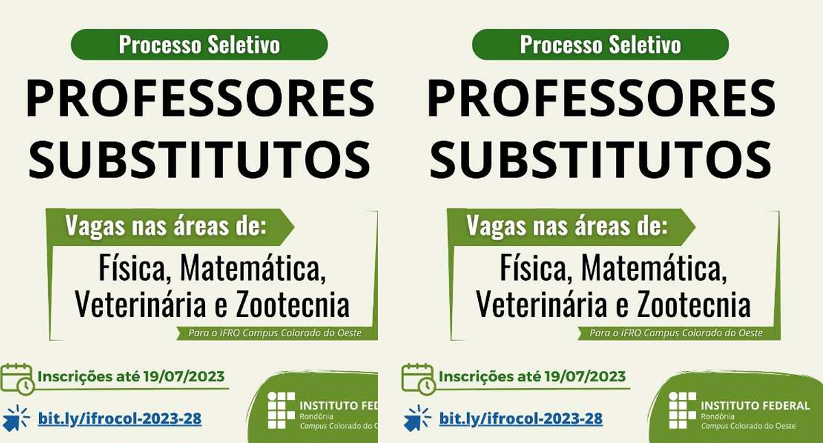 Campus Colorado do Oeste seleciona professores substitutos de Física, Matemática, Veterinária e Zootecnia
