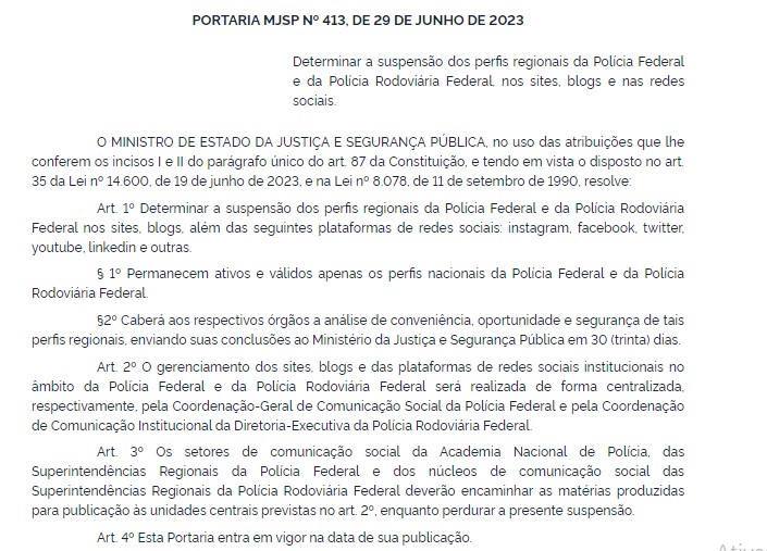 Perfis da PRF e da PF em Rondônia estão suspensos nas redes sociais após determinação de ministro - News Rondônia