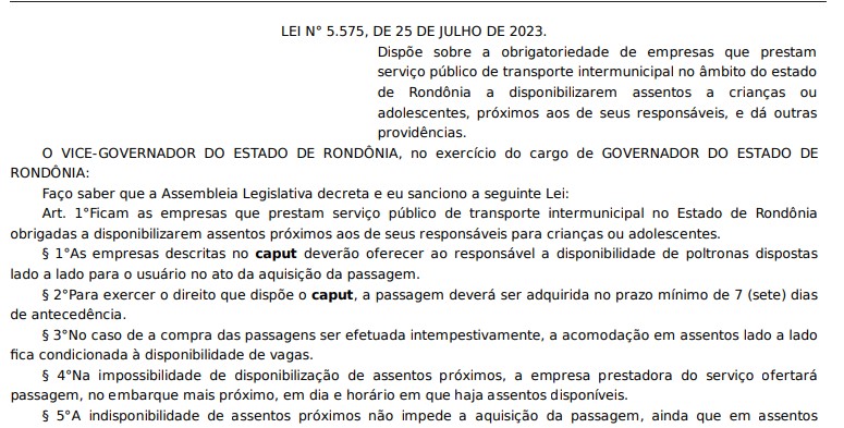 Governador em exercício Sérgio Gonçalves sanciona lei que garante proteção às crianças em viagens intermunicipais - News Rondônia