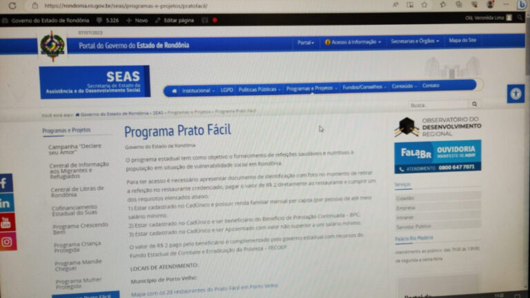 Beneficiários do Prato Fácil podem acompanhar em tempo real a quantidade de refeições ainda disponíveis nos restaurantes