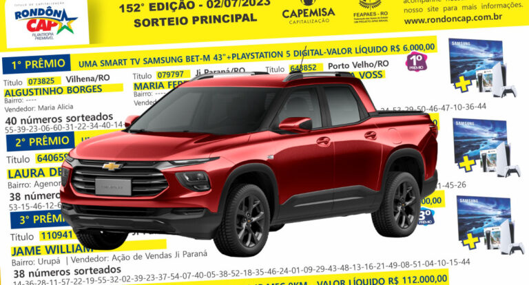 Veja quem ganhou a Montana 1.2 turbo sorteada no Rondoncap de domingo, dia 02 - News Rondônia