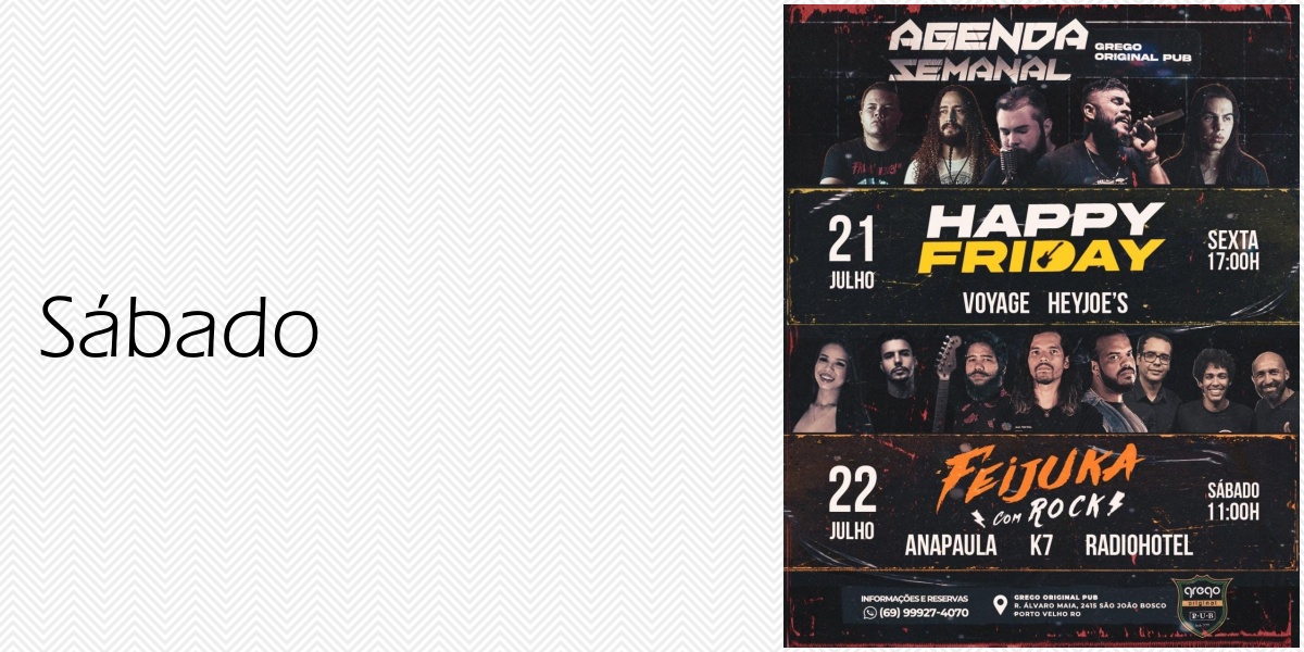Agenda News: É rock! Grego Original Pub divulga agenda semanal - News Rondônia