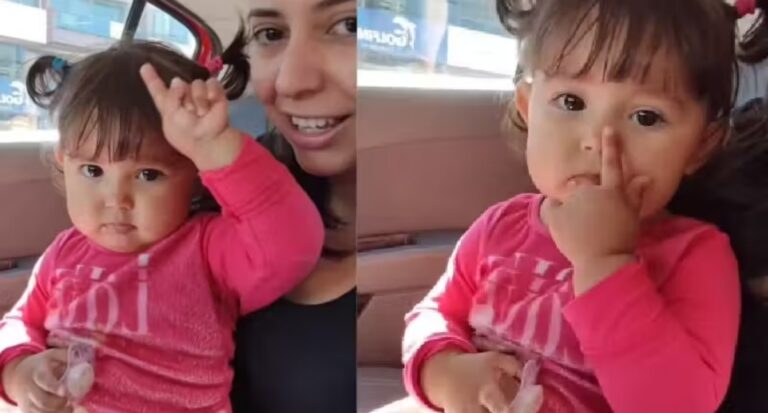 Bebê ouvinte de 1 ano aprende Libras com a mãe e encanta as redes