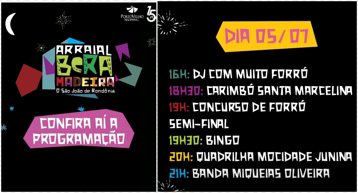 Agenda News: Confira a programação do Arraial Bera Madeira nesta quarta-feira (05), por Renata Camurça - News Rondônia