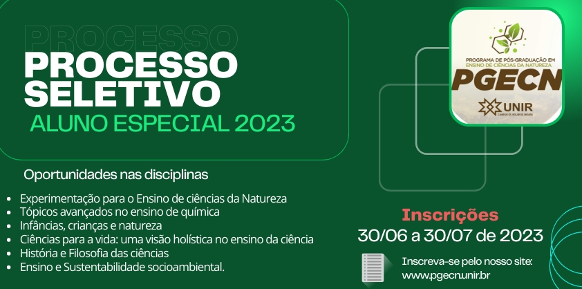 UNIR abre seleção para aluno especial no Mestrado em Ensino de Ciências da Natureza
