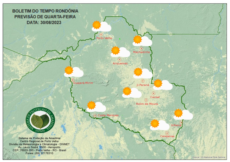 BOLETIM DO TEMPO: Previsão do Tempo RO para os dias 30, 31 de Agosto e 01 de Setembro