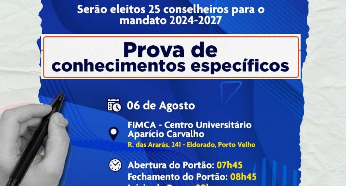 Prova de conhecimento para os candidatos a conselheiros tutelares de Porto Velho será neste domingo (6) na Fimca