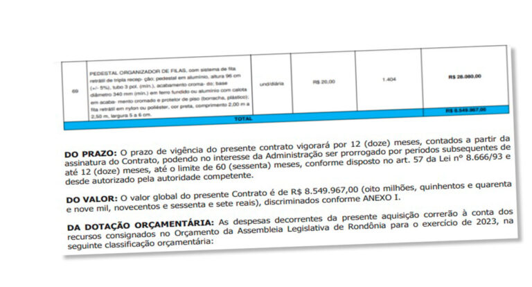 ALE-RO fecha contrato de R$ 8,5 milhões para alugar camarotes e palcos de empresa sediada no AM - News Rondônia