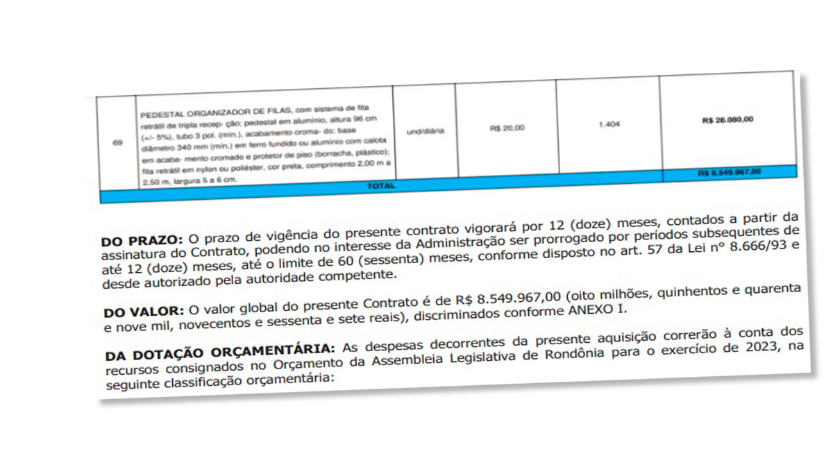 ALE-RO fecha contrato de R$ 8,5 milhões para alugar camarotes e palcos de empresa sediada no AM - News Rondônia