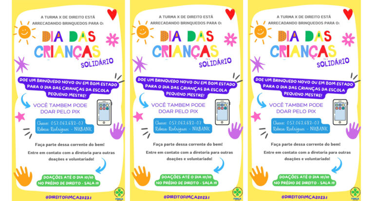 Ação Solidária Dia Das Crianças da turma X da FIMCA acontece no dia 11 de outubro