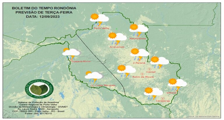 BOLETIM DO TEMPO: Previsão do Tempo RO para os dias 12, 13 e 14 de Setembro