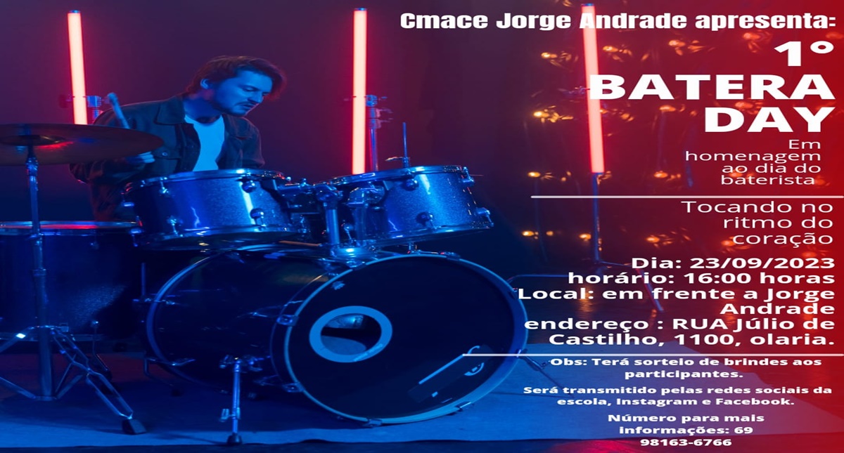 Escola de Música Jorge Andrade realiza 1º Batera Day em alusão ao dia do baterista