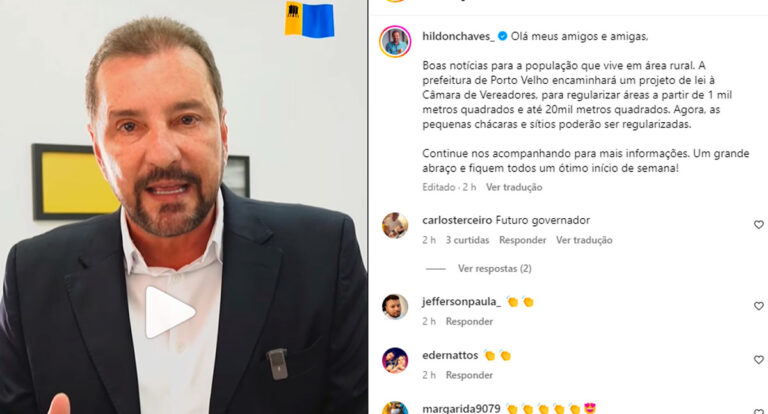 Hildon Chaves envia para os vereadores projeto que regulariza áreas rurais de recreios em Porto Velho - News Rondônia