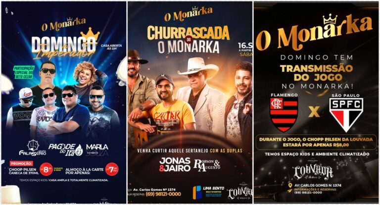 GASTRONOMIA & SHOWS - Sábado tem Jonas & Jaíro, Robson & Augusto na Churrascada Do Monarka e domingo transmissão do Flamengo X SP - News Rondônia