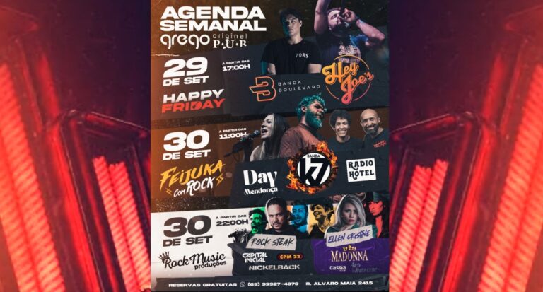Confira a super programação do Grego Original Pub para este fim de semana