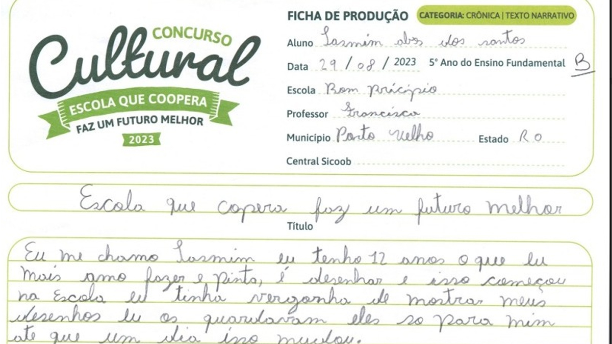 Aluna da rede municipal vence concurso cultural de redação - News Rondônia