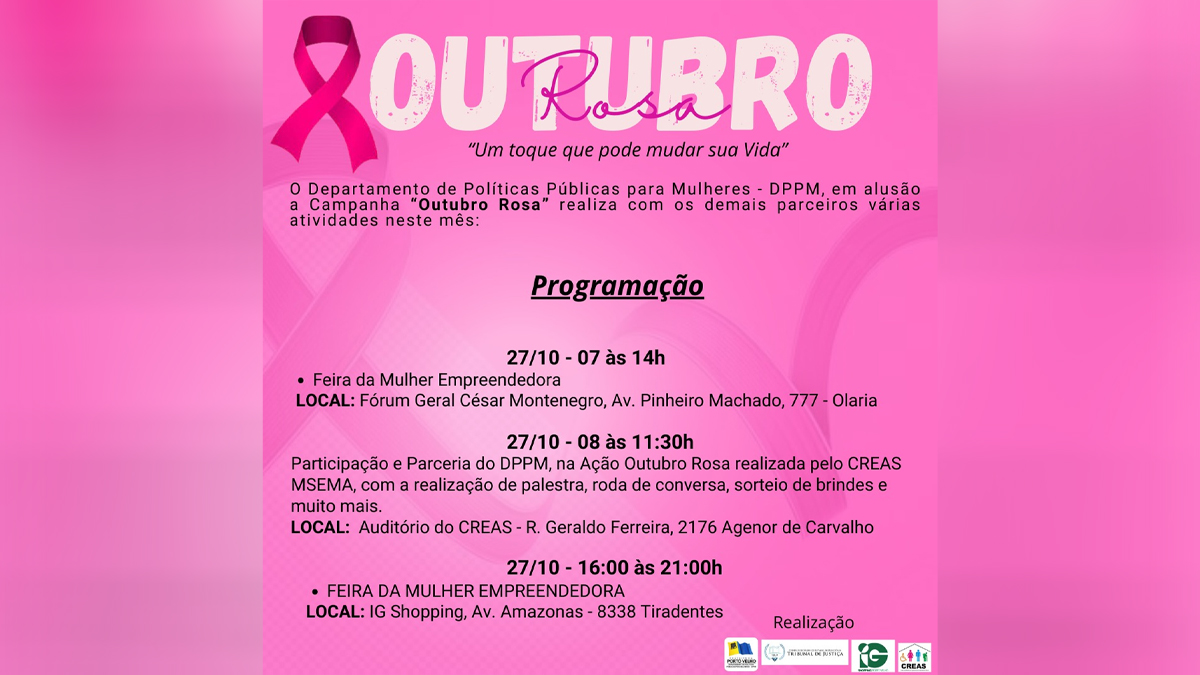 Departamento de Políticas Públicas para Mulheres de Porto Velho leva ações do Outubro Rosa à população - News Rondônia