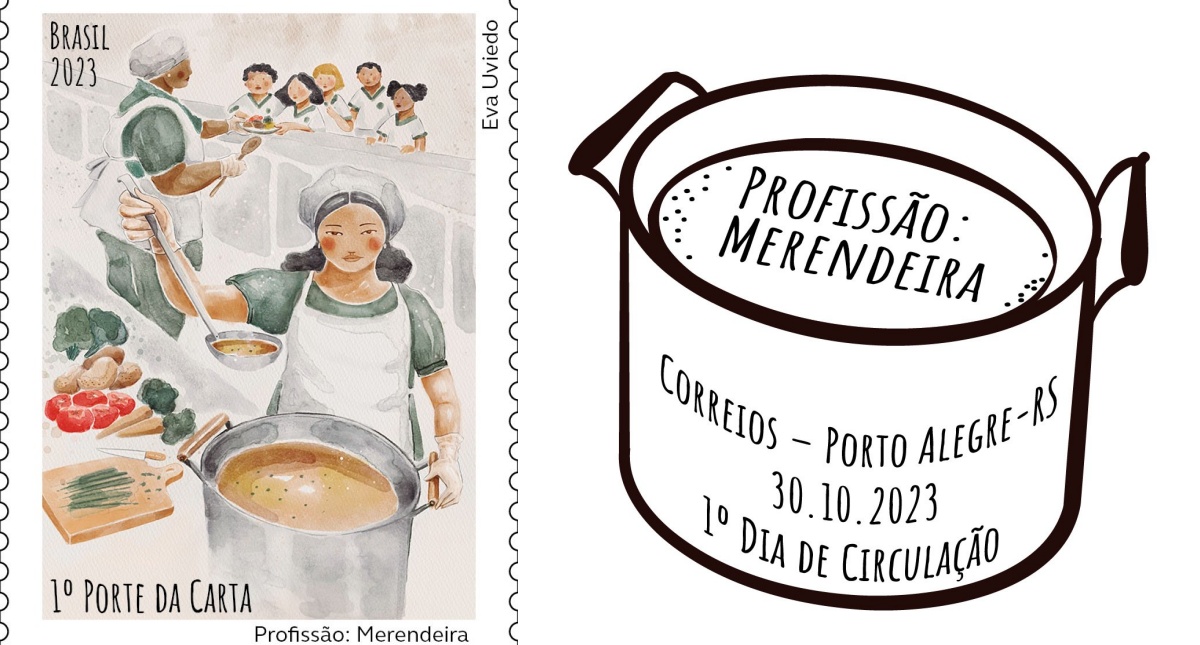Selo em homenagem às Merendeiras é lançado pelos Correios