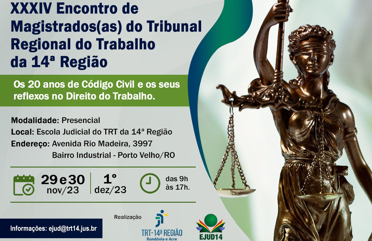 Vem aí! XXXIV Encontro de Magistrados (as) da Justiça do Trabalho de Rondônia e Acre
