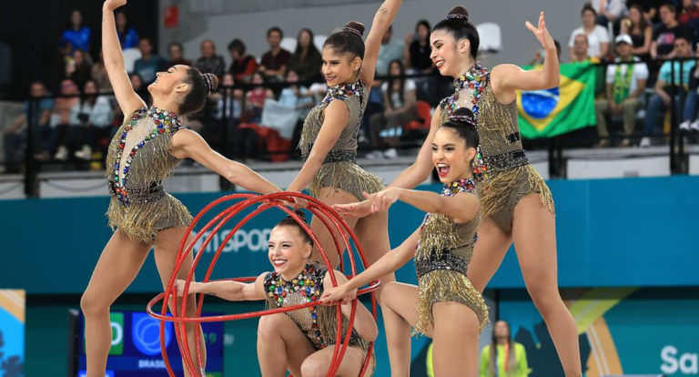Ginástica rítmica do Brasil tem jornada dourada no Pan de Santiago