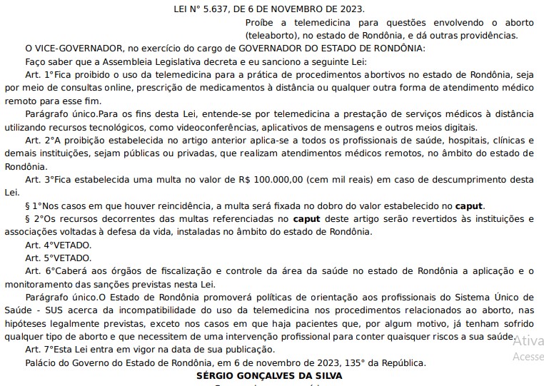 Teleaborto: Em Rondônia, profissional que realizar atendimento envolvendo aborto pagará multa de R$ 100 mil - News Rondônia