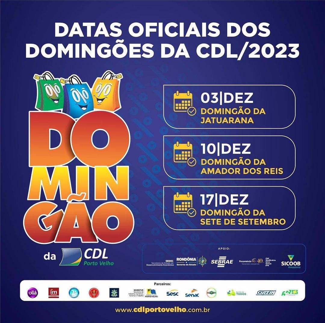 Agenda News: CDL-PVH dá início a programação do Domingão, nesta quarta-feira (08), por Renata Camurça - News Rondônia