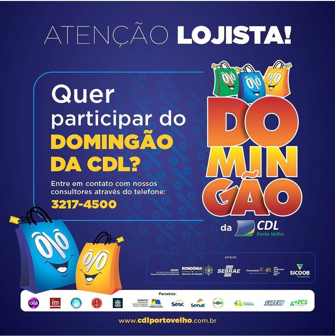 Agenda News: CDL-PVH dá início a programação do Domingão, nesta quarta-feira (08), por Renata Camurça - News Rondônia