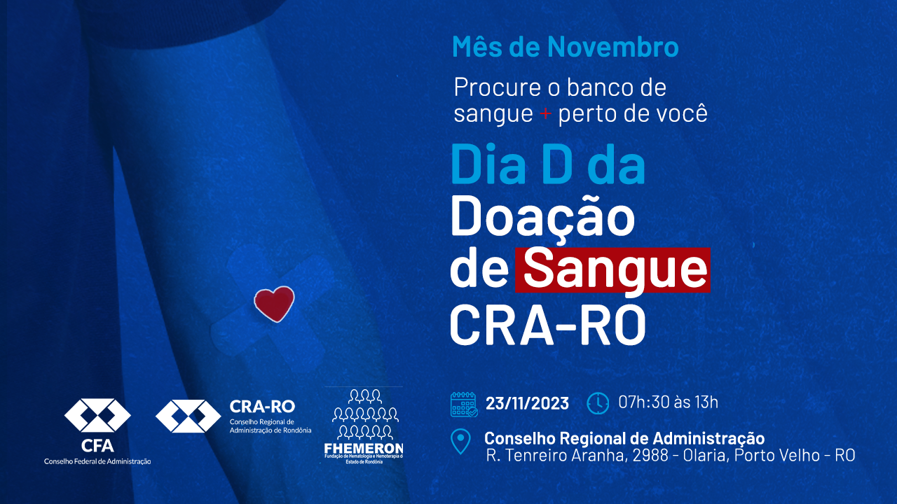 CRA-RO promove Dia "D" da doação sangue na próxima semana em Porto Velho