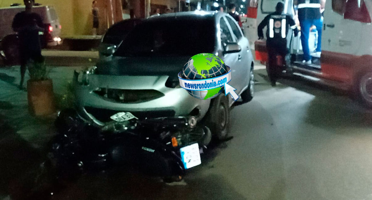 Casal em moto fica ferido em colisão com carro no Aponiã - News Rondônia