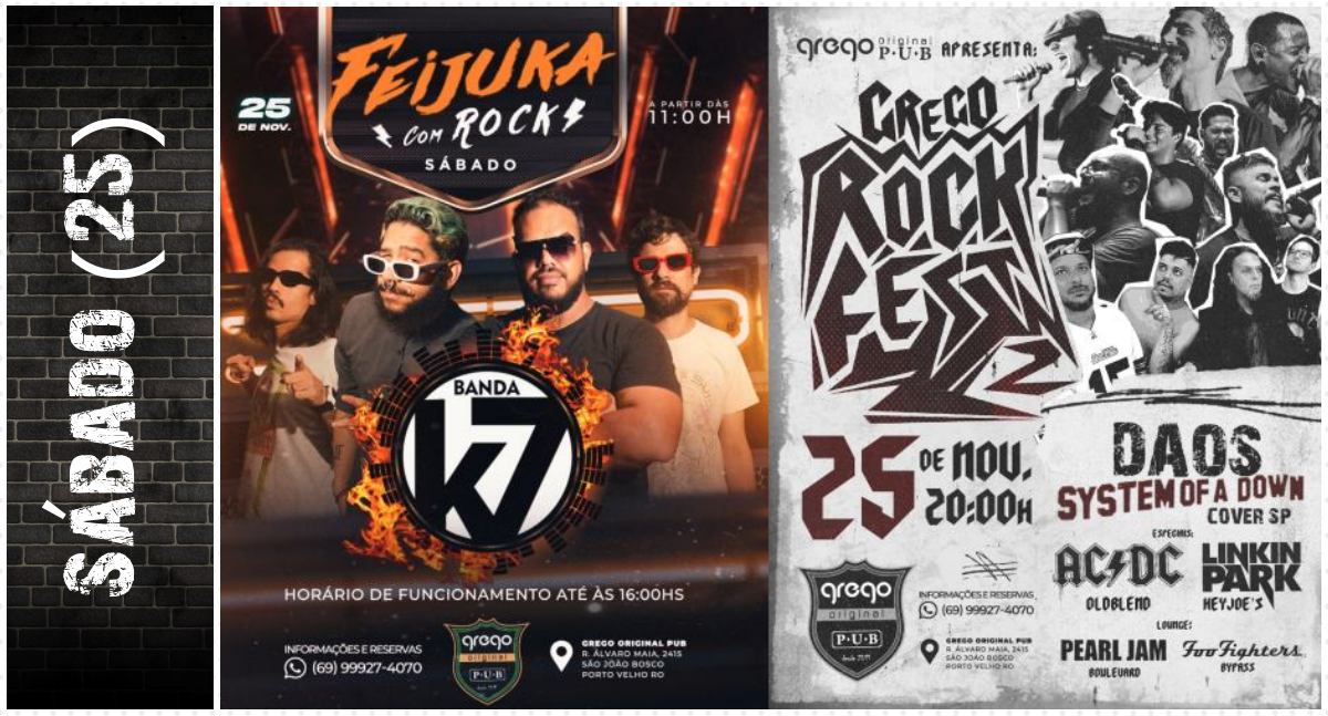 Agenda News: Grego Original Pub é o destino certo para os fãs de rock neste final de semana - News Rondônia