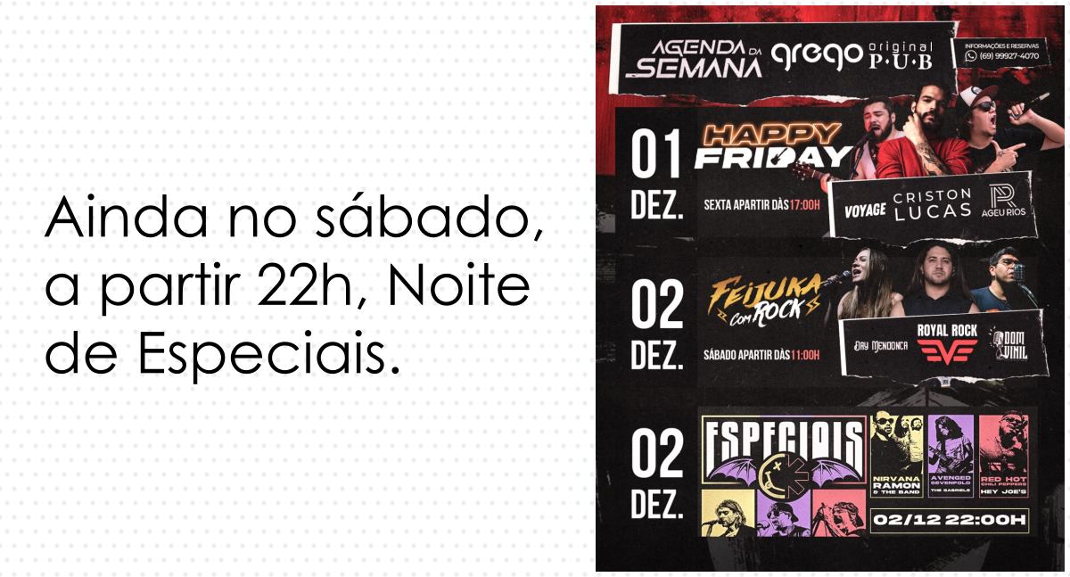 Agenda News: Grego Original Pub traz shows de rock para animar o final de semana - News Rondônia