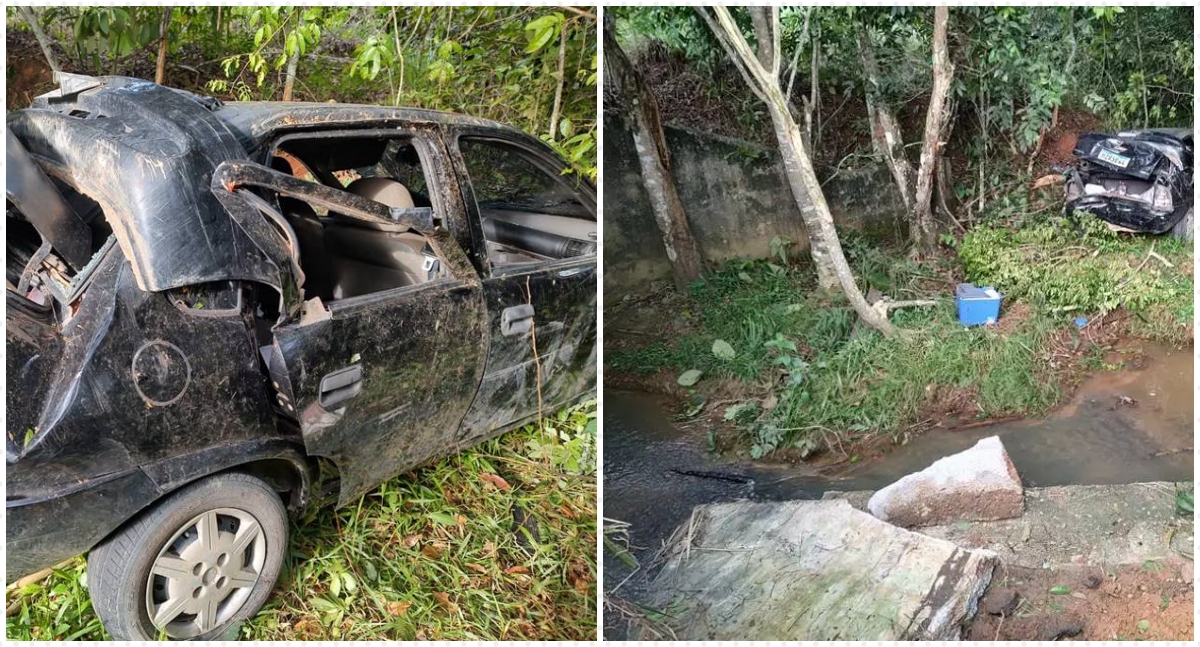 Corsa classic é destruído em acidente na BR-364 - News Rondônia