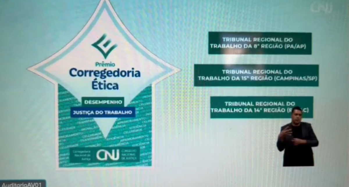 TRT-14 conquista o Prêmio Corregedoria Ética do CNJ