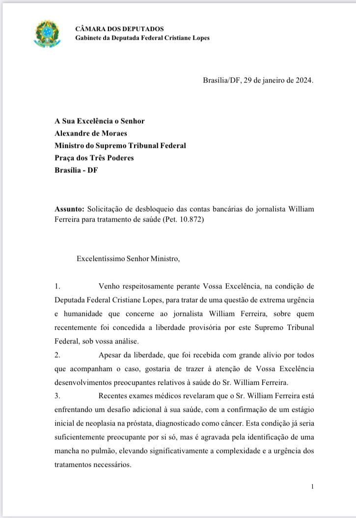 Deputada Federal Cristiane Lopes solicita ao STF o desbloqueio das contas bancárias de William Ferreira - News Rondônia