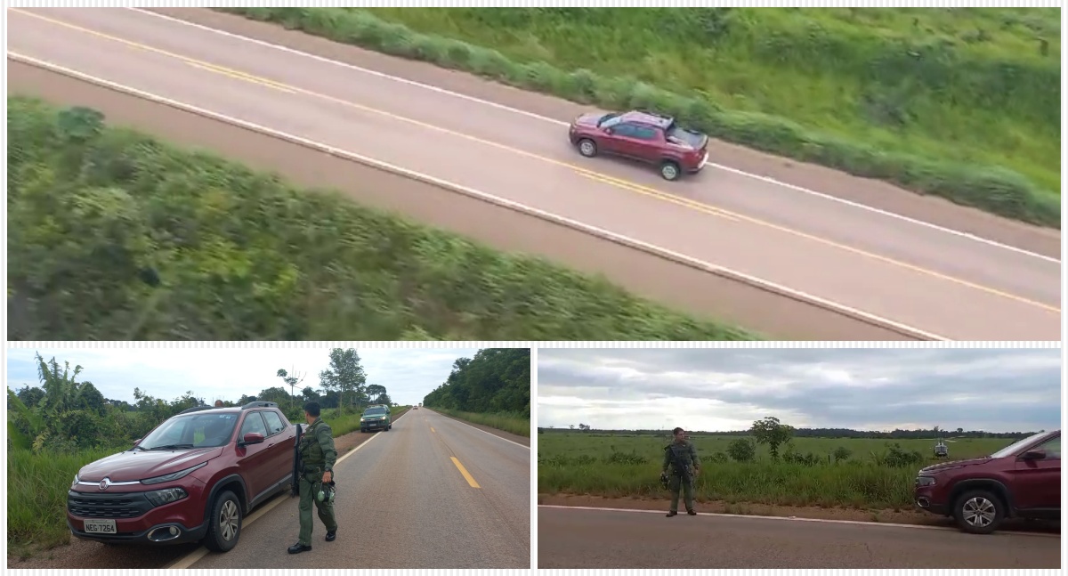 Núcleo de Operações Aéreas (NOA) faz cerco e suspeito com Fiat Toro furtado é preso na BR-364 em Porto Velho - News Rondônia