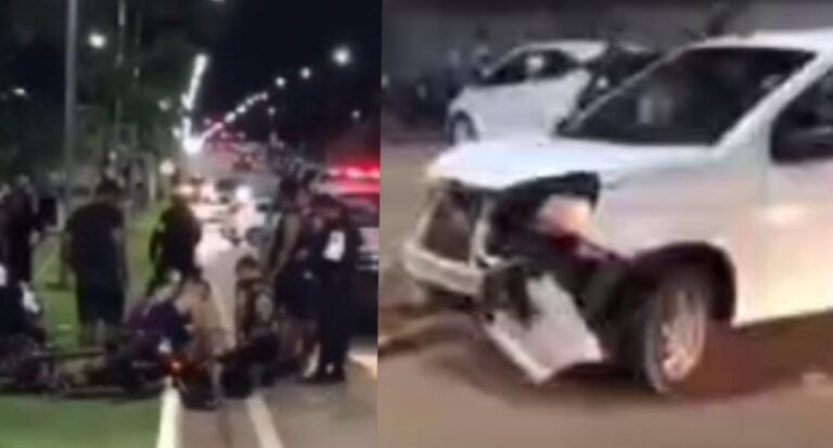 ESPAÇO ALTERNATIVO: Motorista de Fiat Uno causa grave acidente com moto e deixa dois feridos