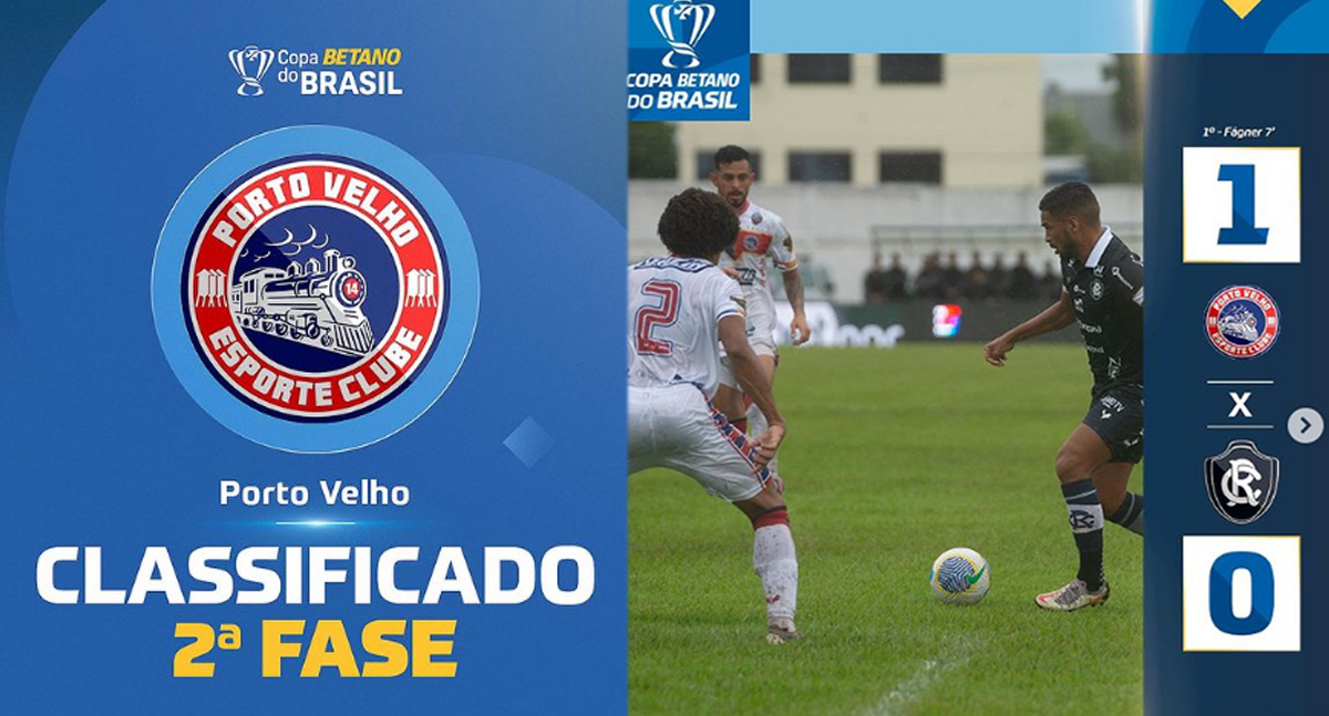 HISTÓRICO Porto Velho vence Remo por 1 a 0 e avança para segunda fase