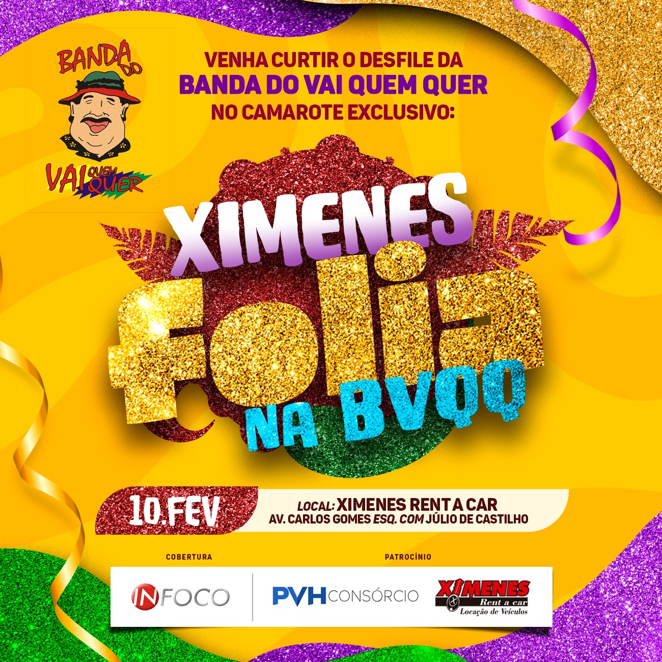 Ximenes Folia: Camarote Exclusivo para o Desfile da Banda do Vai Quem Quer - News Rondônia