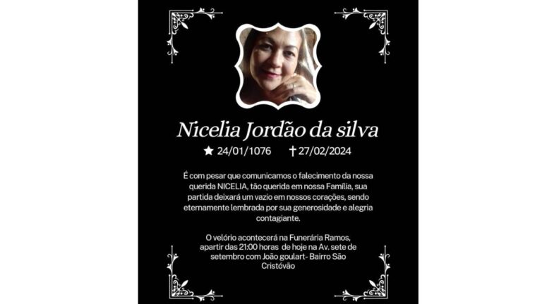 Nota de pesar do vereador Everaldo Fogaça, pelo falecimento de Nicélia Jordão da Silva
